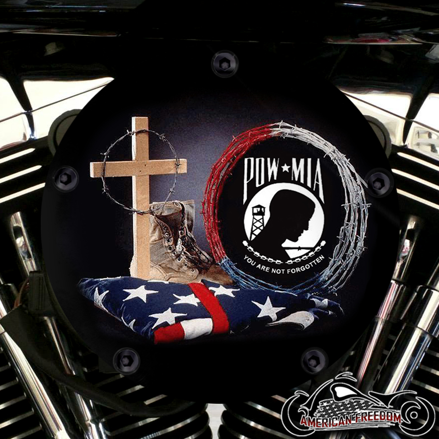 Harley Davidson High Flow Air Cleaner Cover - POW MIA Cross Flag